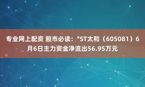 专业网上配资 股市必读：*ST太和（605081）6月6日主力资金净流出56.95万元